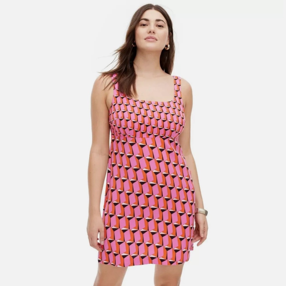 DVF Diane Von Furstenberg X Target 90s Shift Pink Modern Geo Mini Dress 10